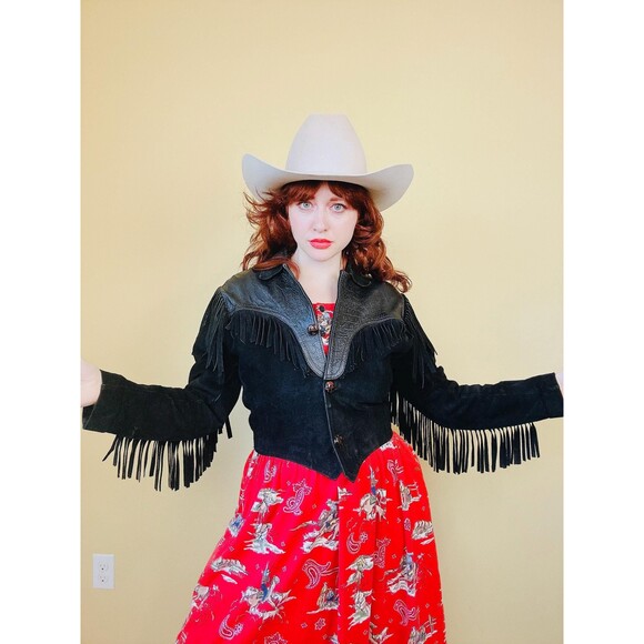1980s Vintage Leather By Raphael Western Coat /Fringe Jacket / Medium - Picture 2 of 8